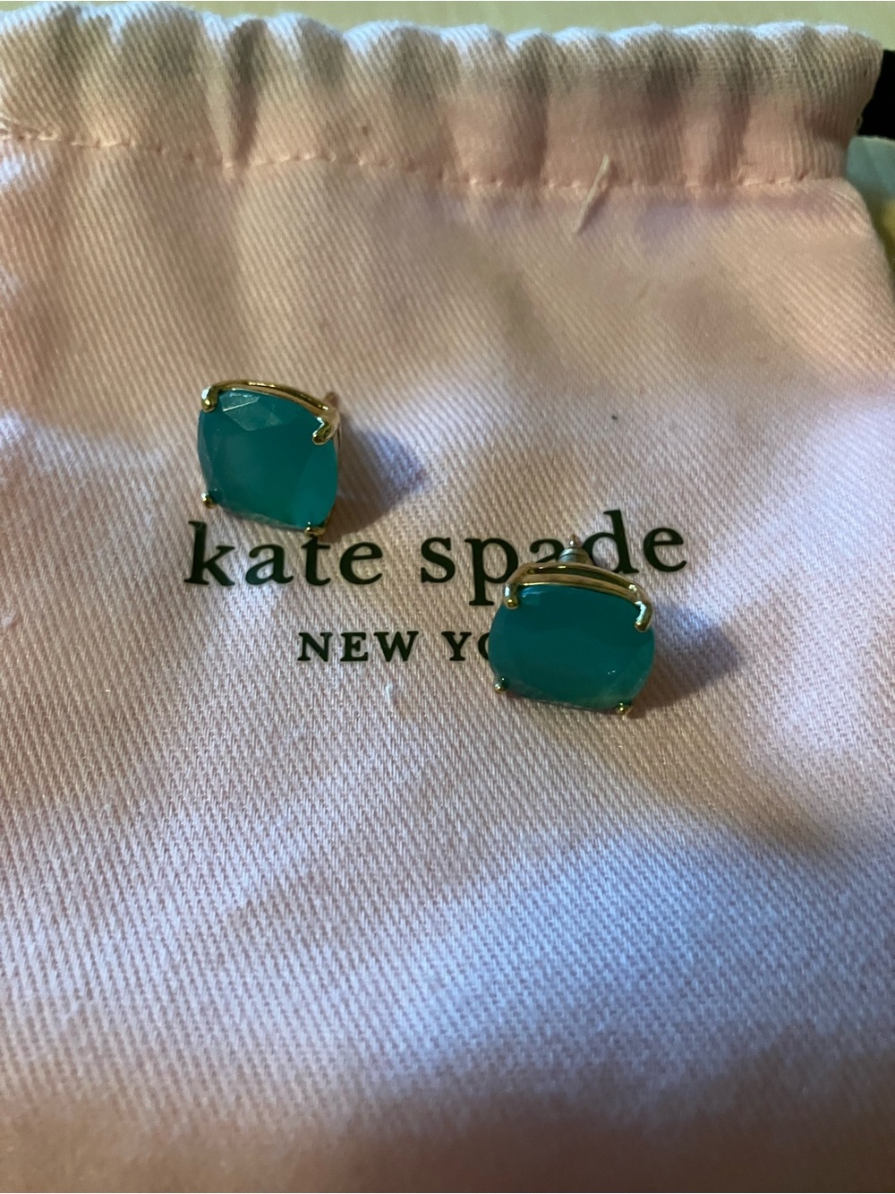 kate spade Teal Faceted Stone Gold-Tone Stud Earrings
